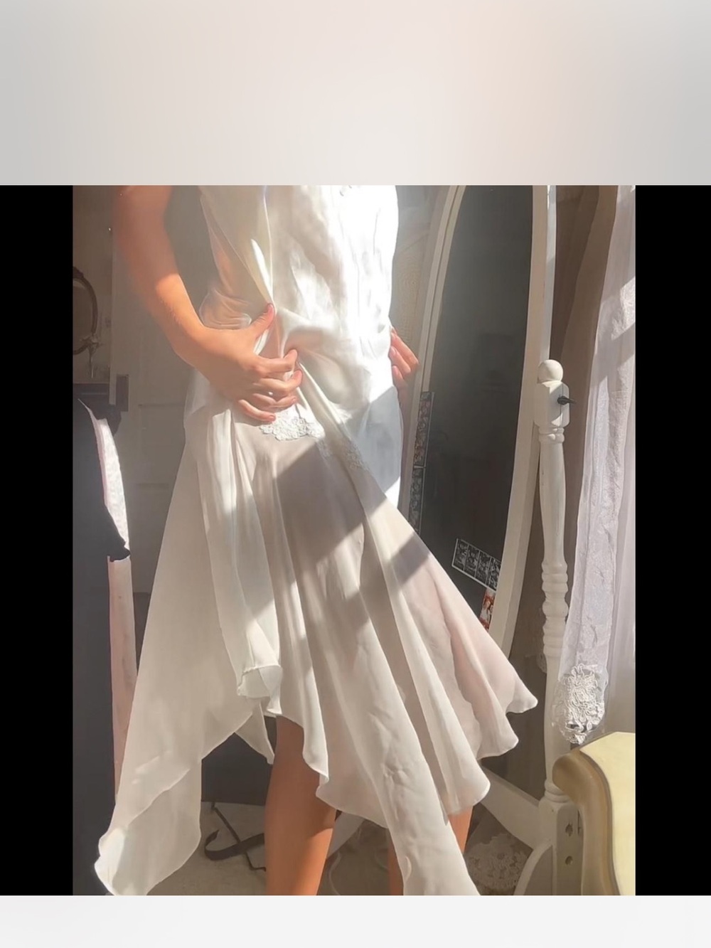 Vintage Oscar de la renta Elegant White Lace-Trim Slip Dress - Picture 6 of 11